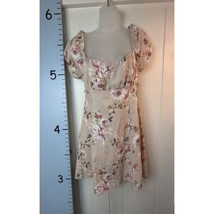 Blashe Los Angeles Peach Pink Floral Cottagecore‎ Peasant Dress Size Large NWT